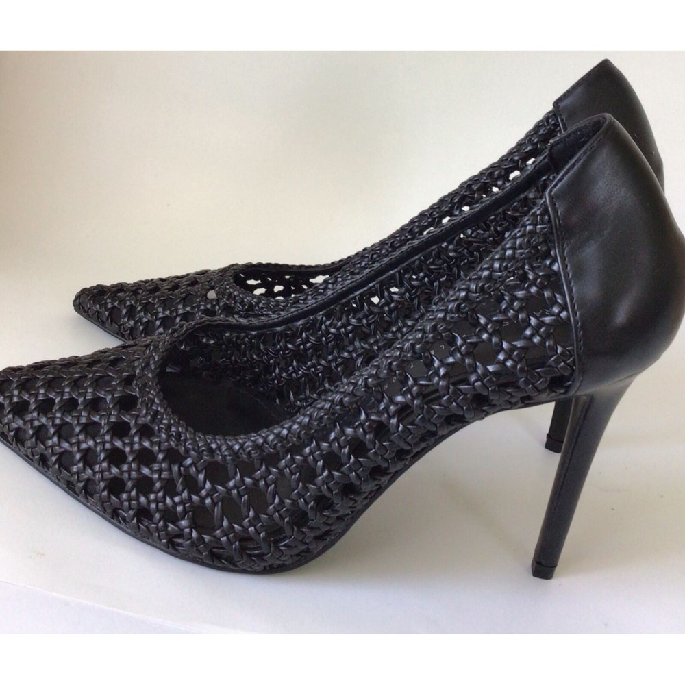 NEW ZARA Basic Collection Black Woven Pointed Toe High Heel Pumps - Picture 4 of 11